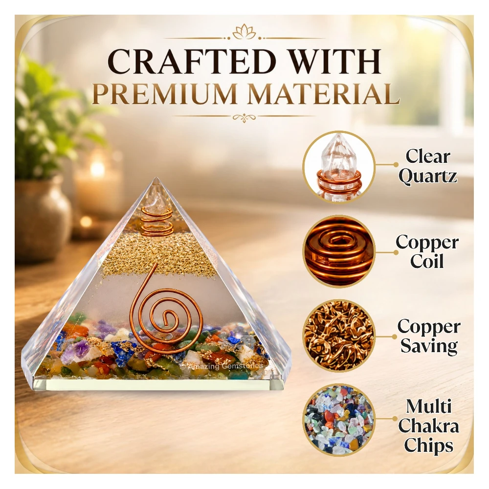 Mix Chakra Orgone Pyramid - Glow in Dark