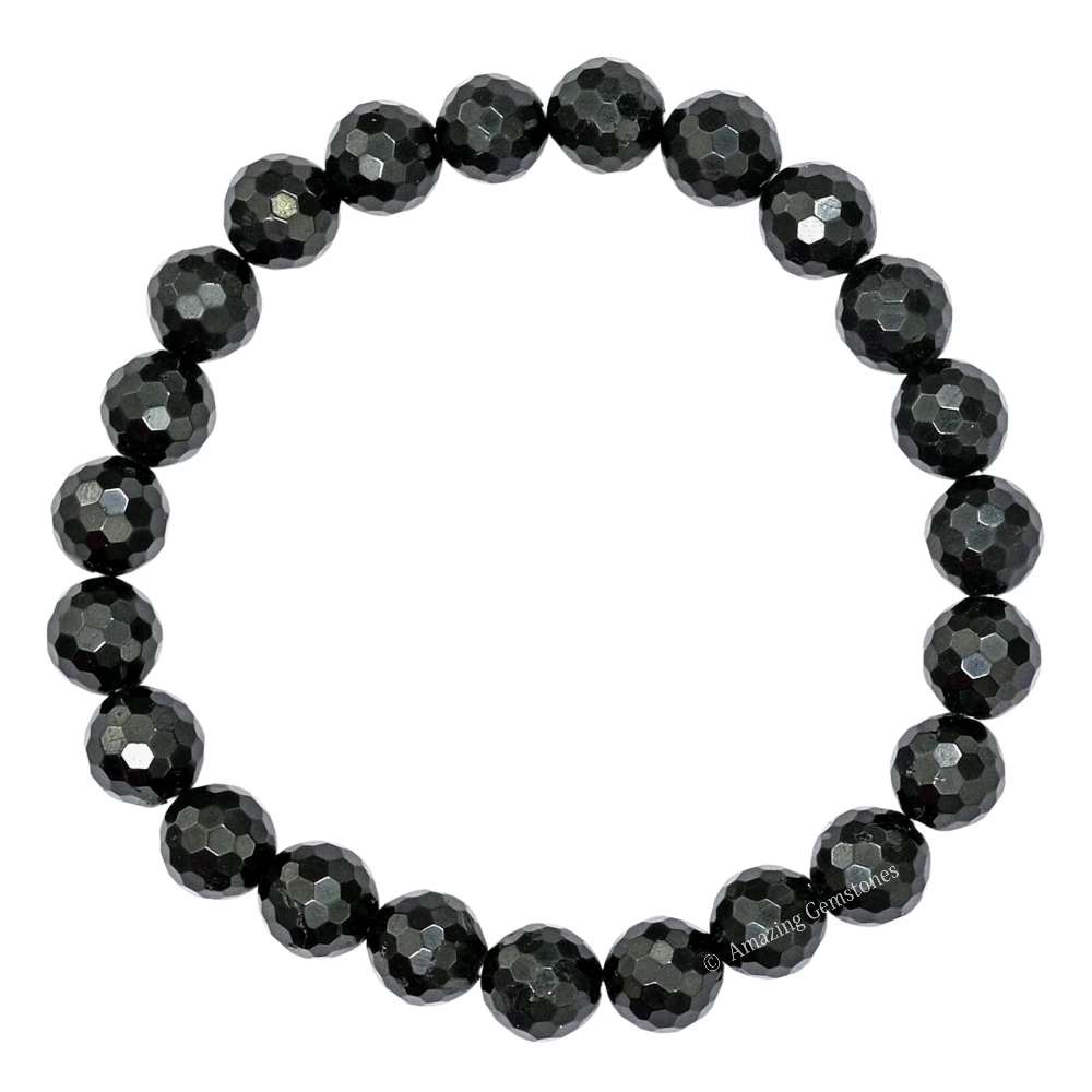 Black Tourmaline Bracelet (Faceted-Stretchable)