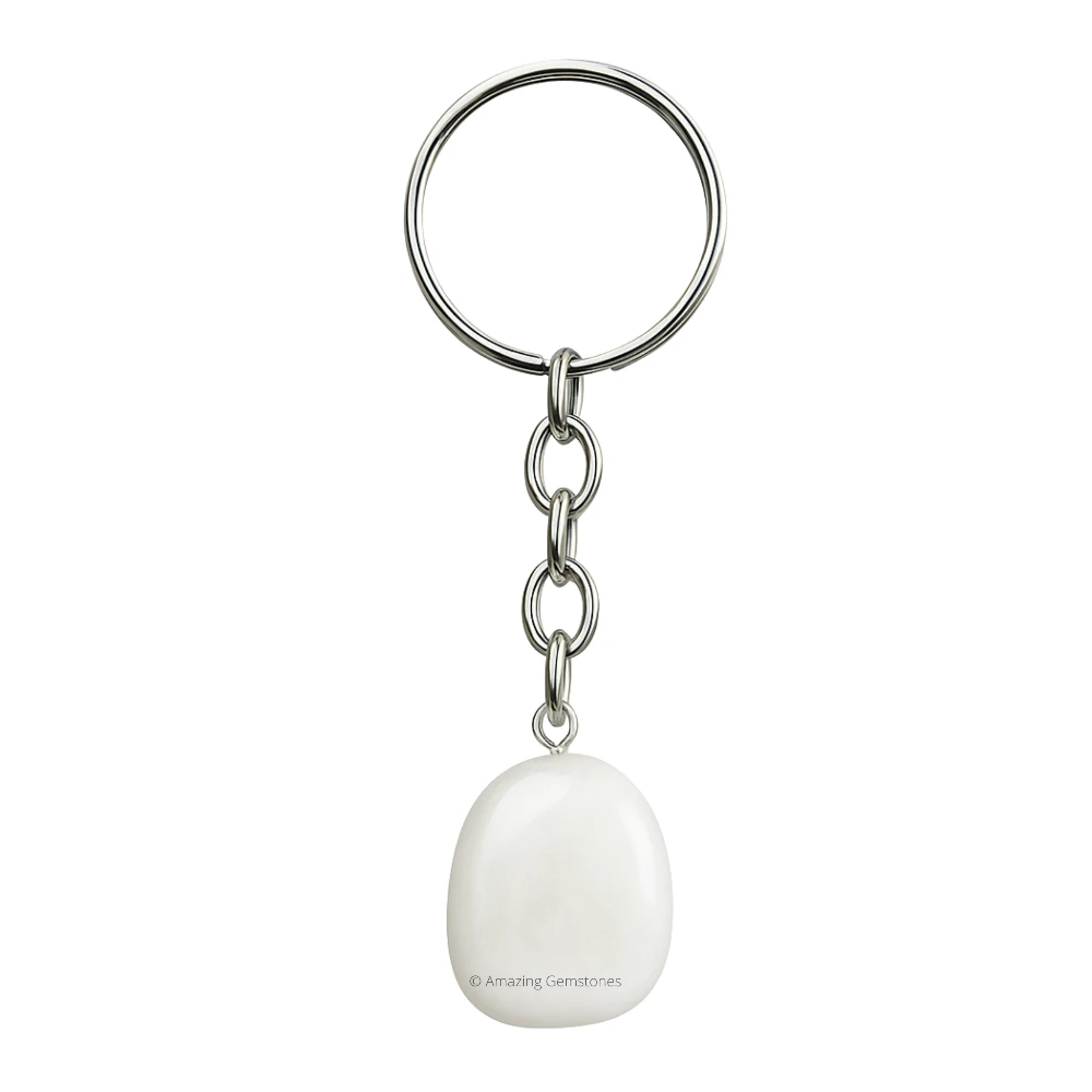 Snow Quartz Keychain Keys Holder (Tumble)