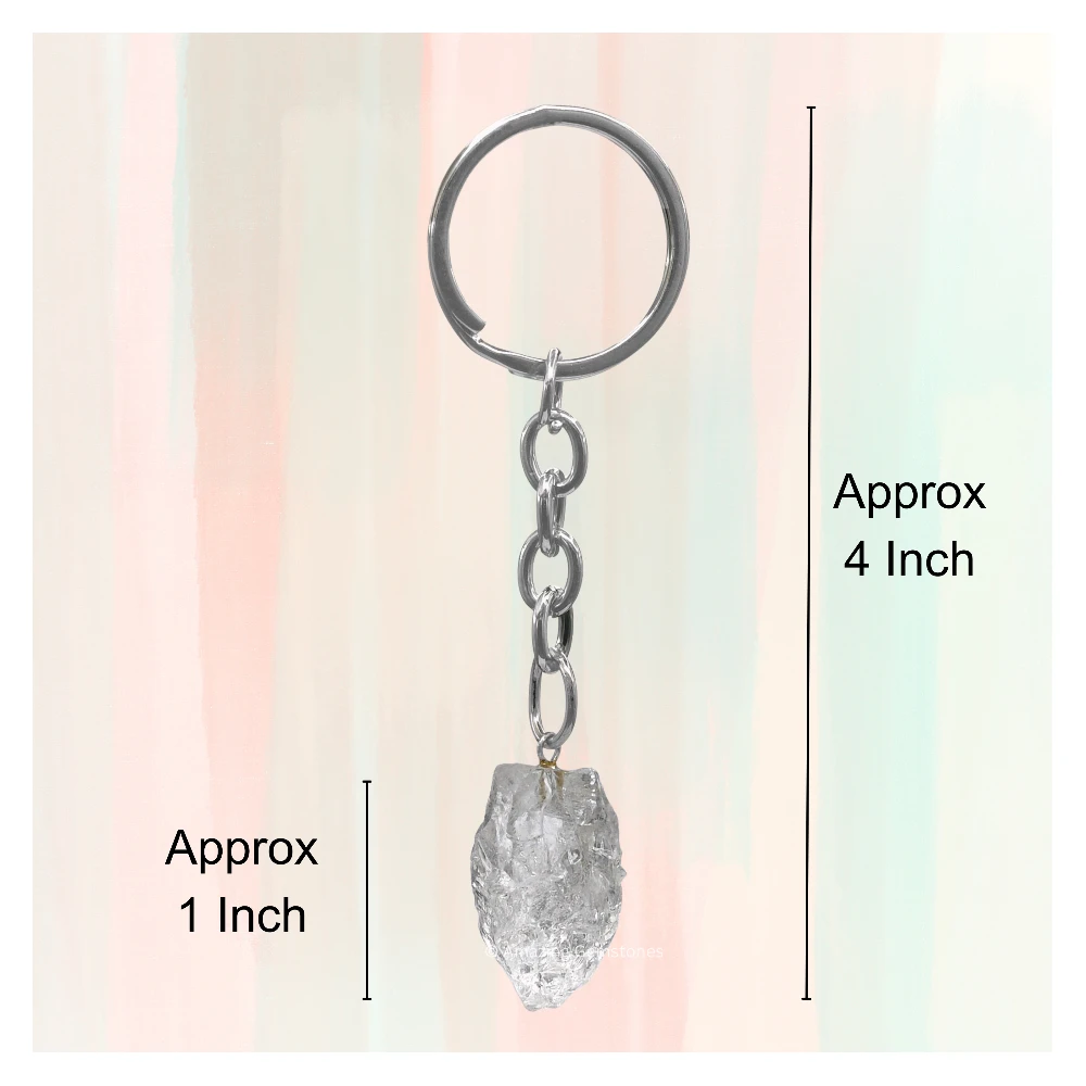 Clear Quartz Keychain Keys Holder (Premium Raw)