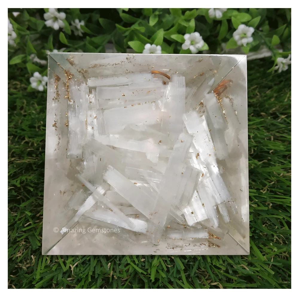 Selenite Orgone Pyramid