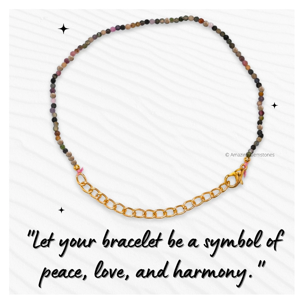 Multi Tourmaline Crystal Bracelet - 2mm Faceted Bead (Gold)