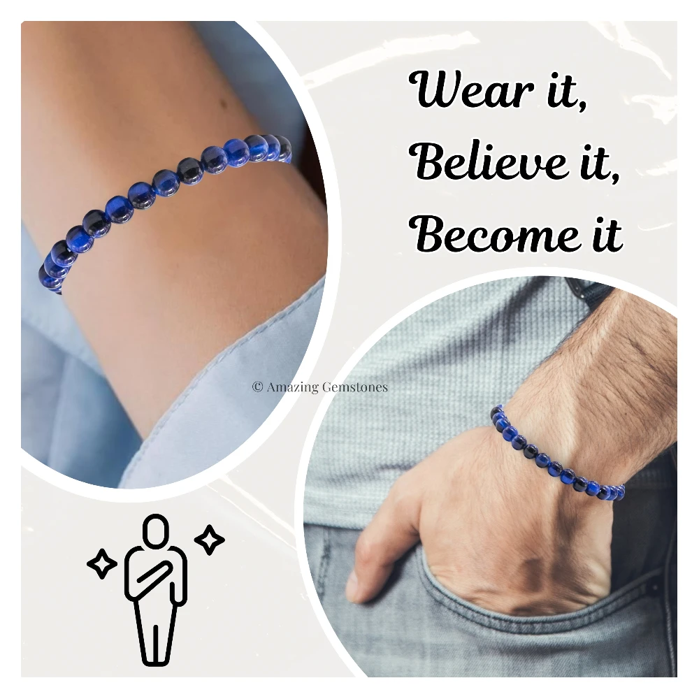 Blue Cats Eye Healing Crystal Bracelets - 6mm Beads