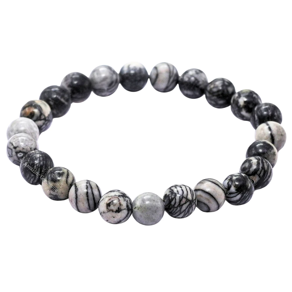 Black Picasso Jasper Bracelet (Strechable)