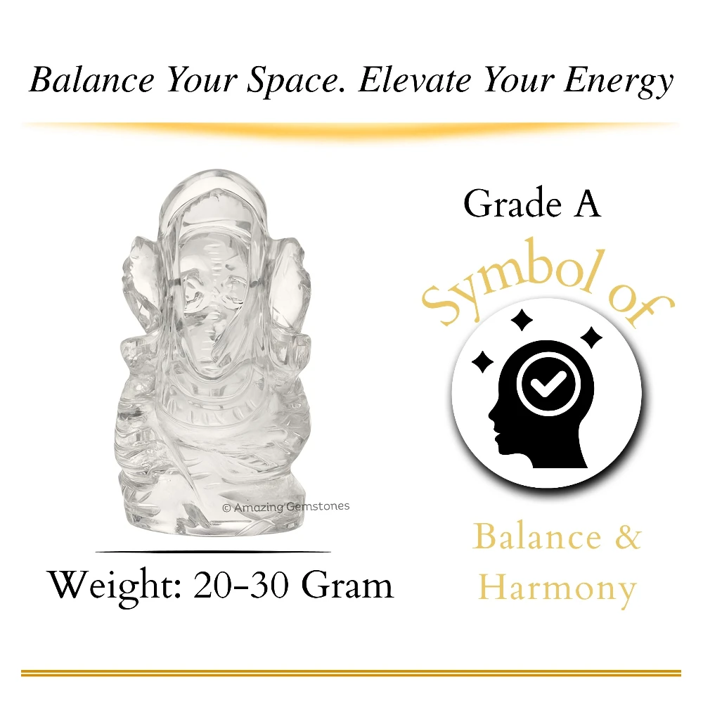 Clear Quartz Ganesh (20-30 Gram)