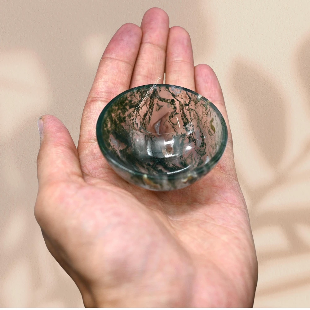 Moss Agate Crystal Bowl - 2 Inch