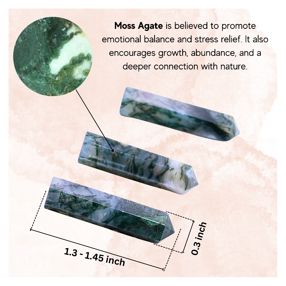 Moss Agate Pencil Points (Set of 50)