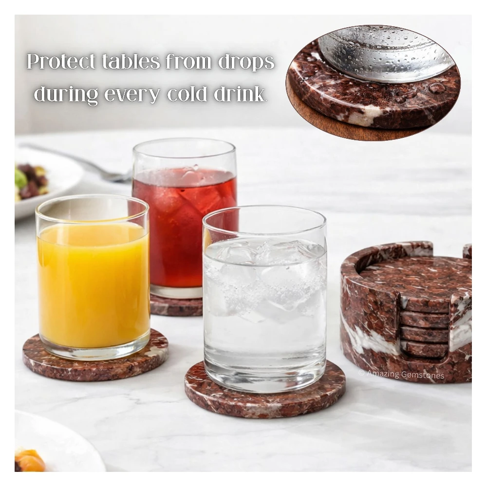 Red Zebra Onyx Coasters (Set of 6)