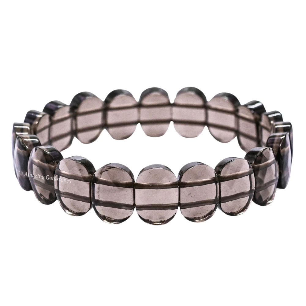 Smoky Quartz Faceted Bracelet - Oval Stone