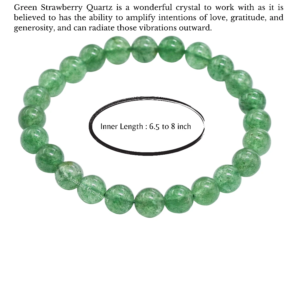 Green Strawberry Quartz Bracelet (Strechable)