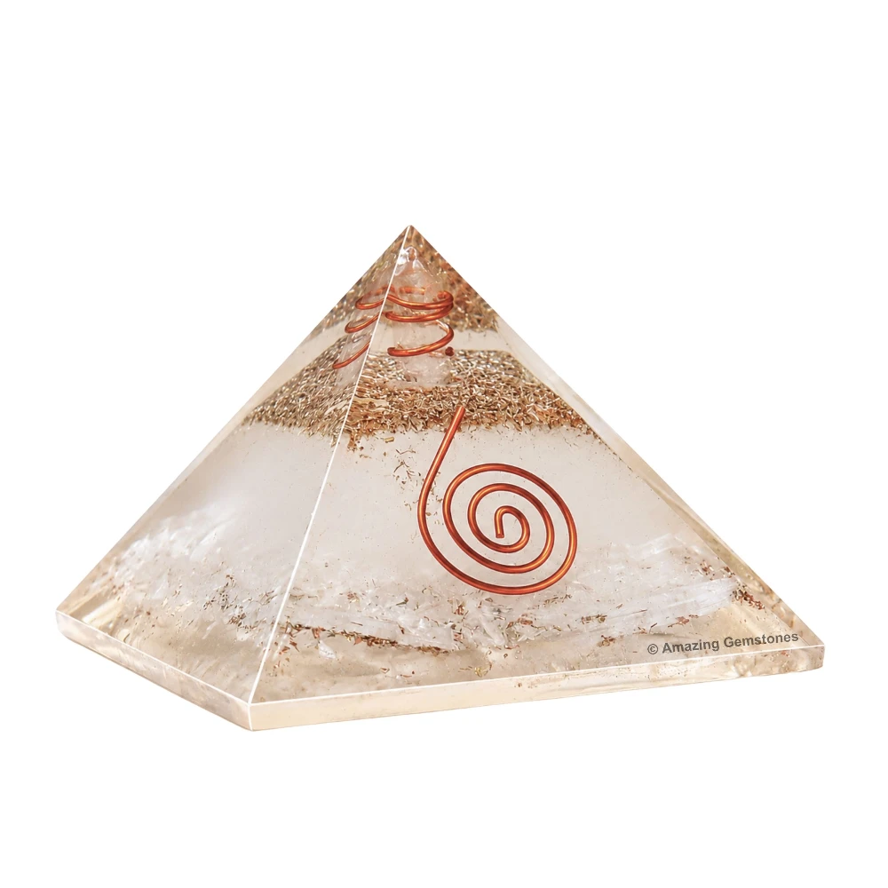 Selenite Orgone Pyramid - Glow in Dark