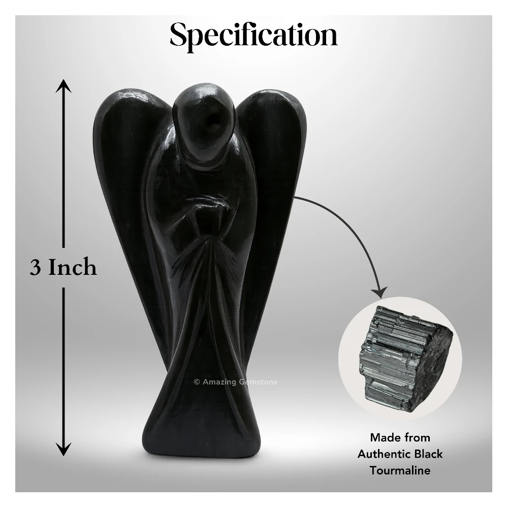 Black Tourmaline Angel Figurine (3 Inch)