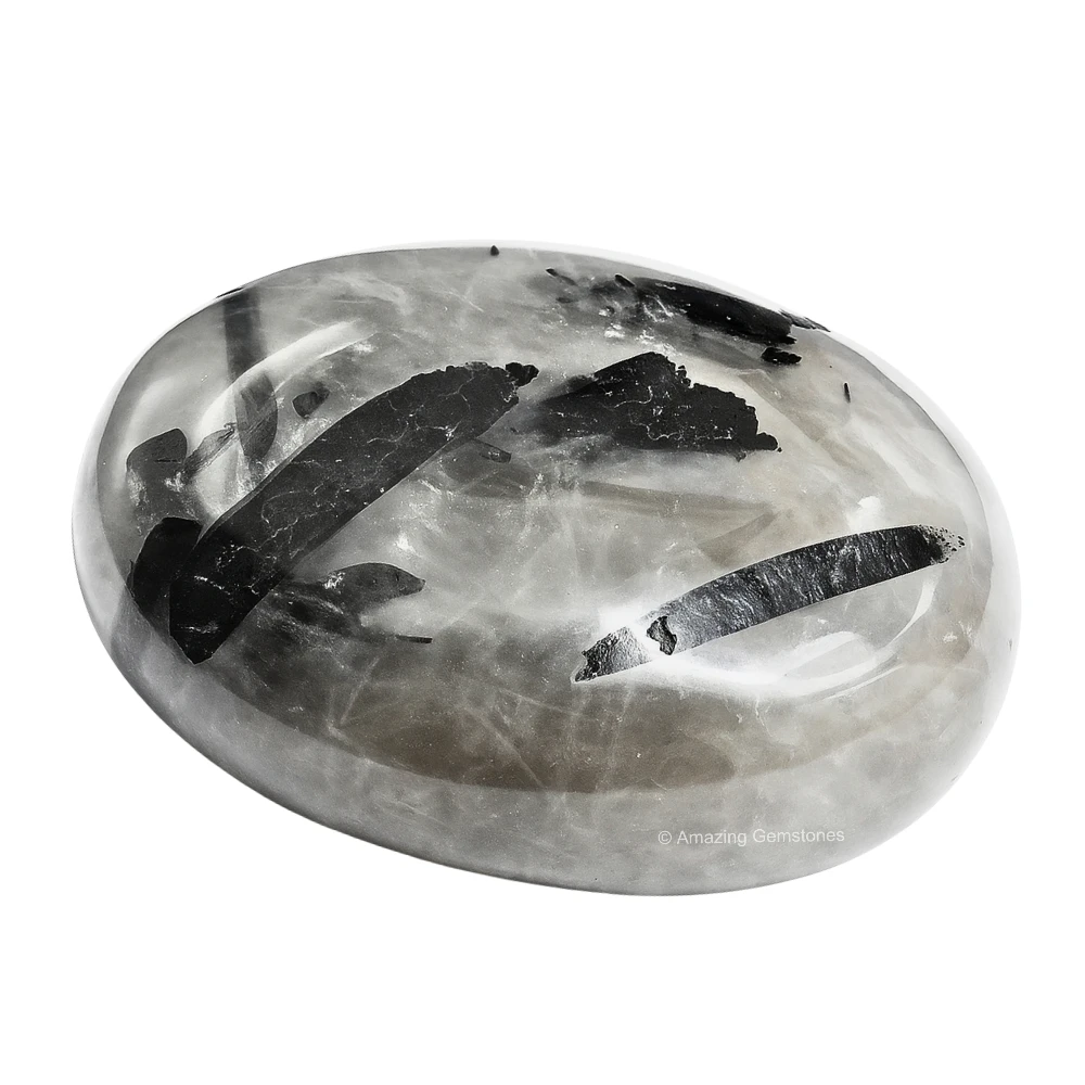 Black Rutilated Quartz Palm Stone