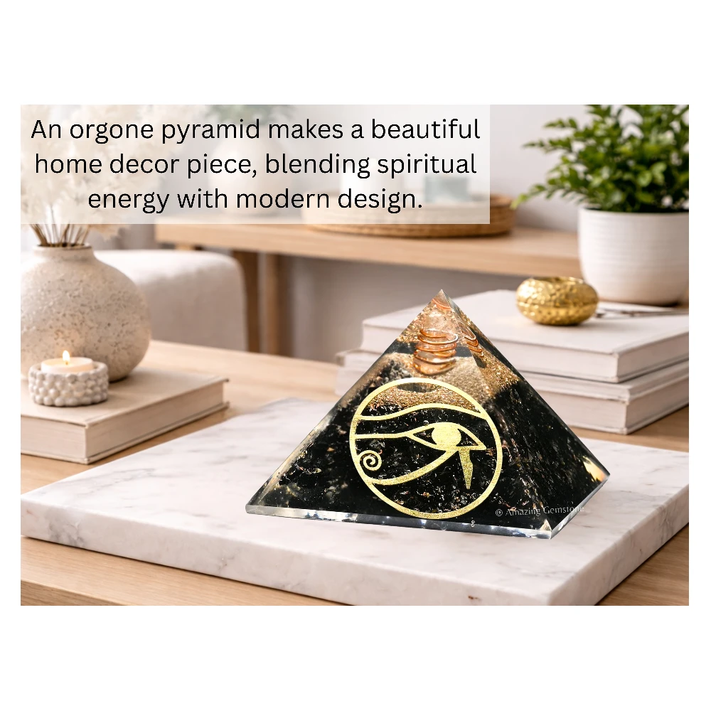 Black Tourmaline Orgone Pyramid - Eye of Ra