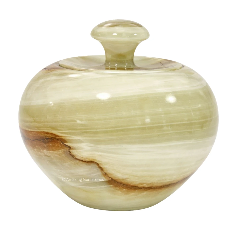 Green Onyx Candy Jar Apple Shape