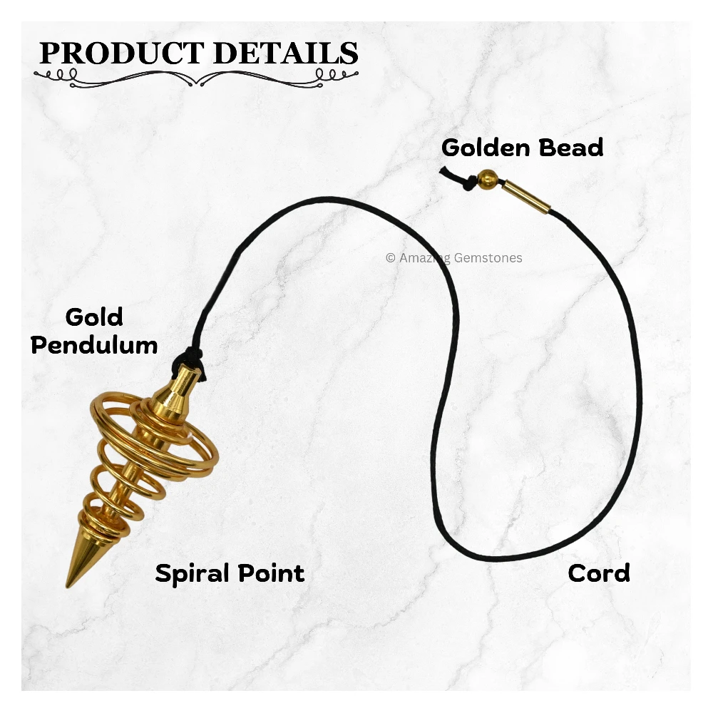 Copper Metal Pendulum - Gold Spiral Point (MP62)
