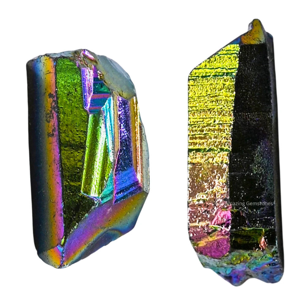 Titanium Aura Quartz Raw Crystal Points