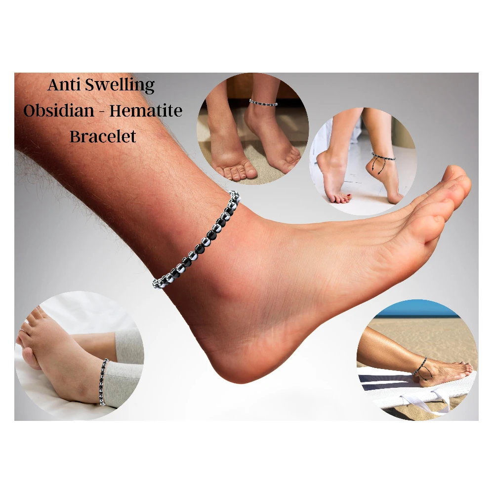 Black Obsidian Hematite Anklet (Without Knot)