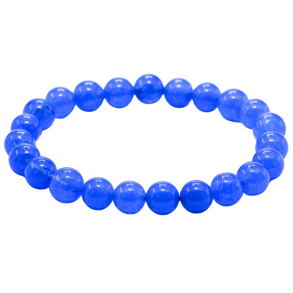 Blue Agate Beaded Bracelet (Stretchable)