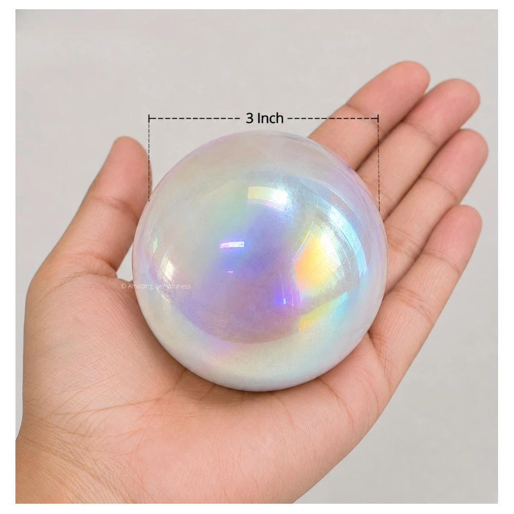 Large Angel Aura Quartz Sphere (3 Inch)