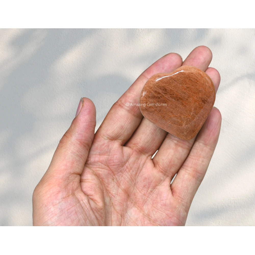 Peach Moonstone Heart