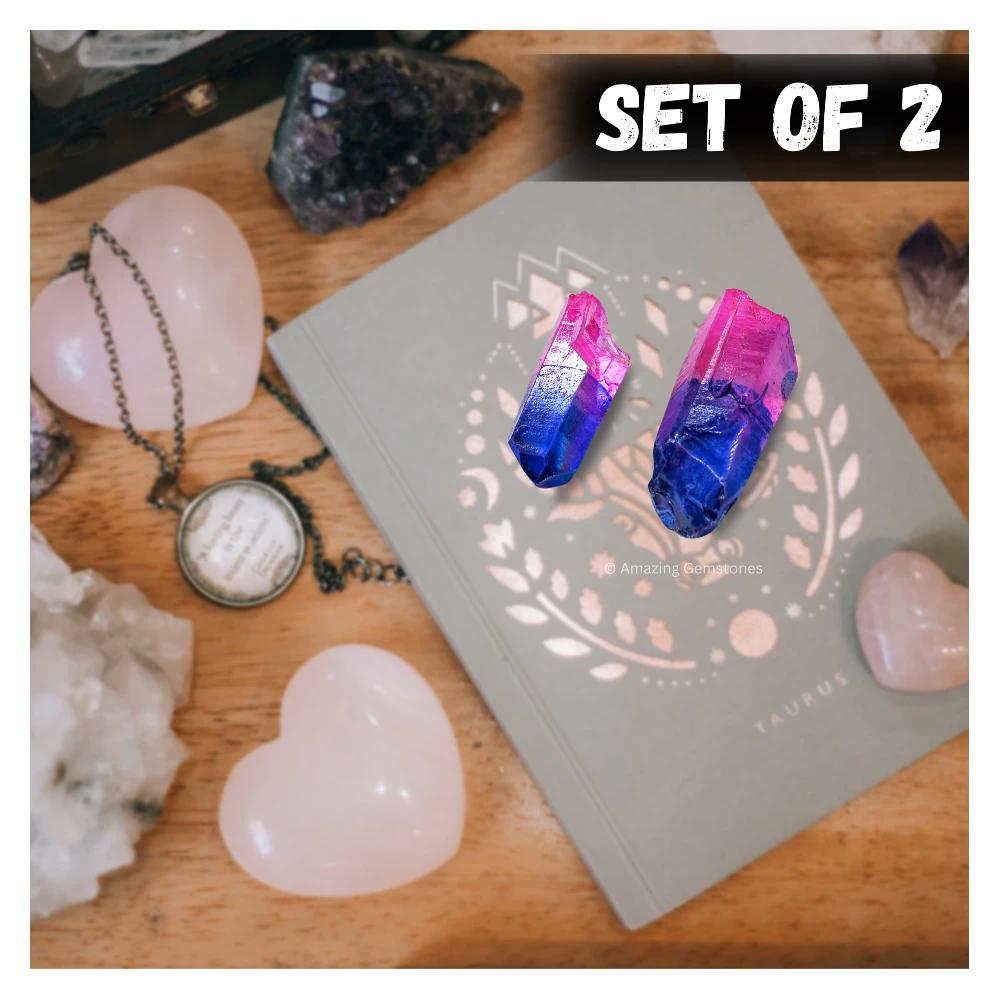 Rose Tanzine Aura Quartz Raw Crystal Points (2 Pieces)