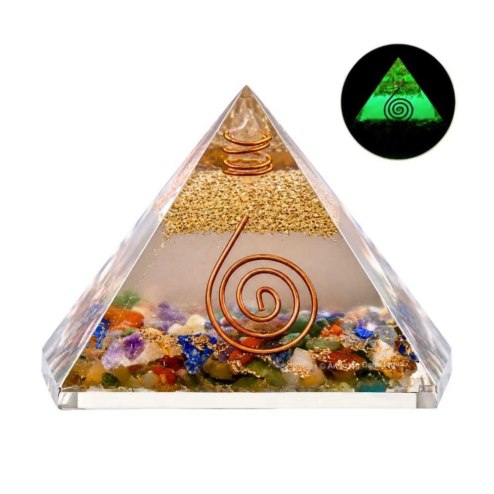 Mix Chakra Orgone Pyramid - Glow in Dark