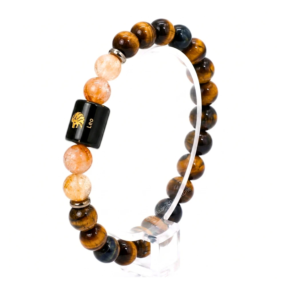 Leo Birthstone Bracelet - Citrine & Tiger Eye