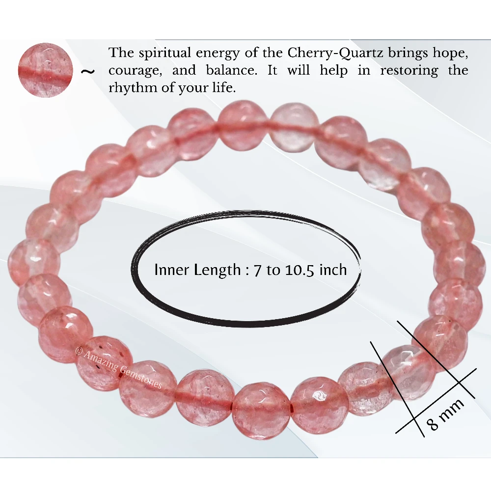 Cherry Quartz Bracelet (Faceted-Stretchable)