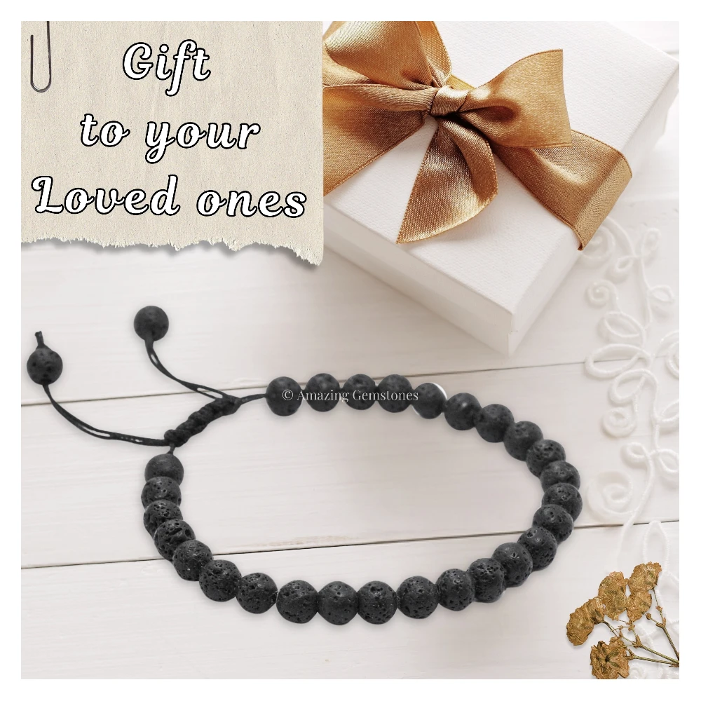 Lava Stone Healing Crystal Bracelets - 6mm Beads (Adjustable)