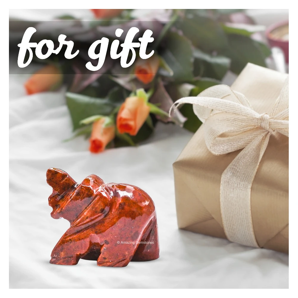 Red Jasper Mini Elephant Crystal Figurine