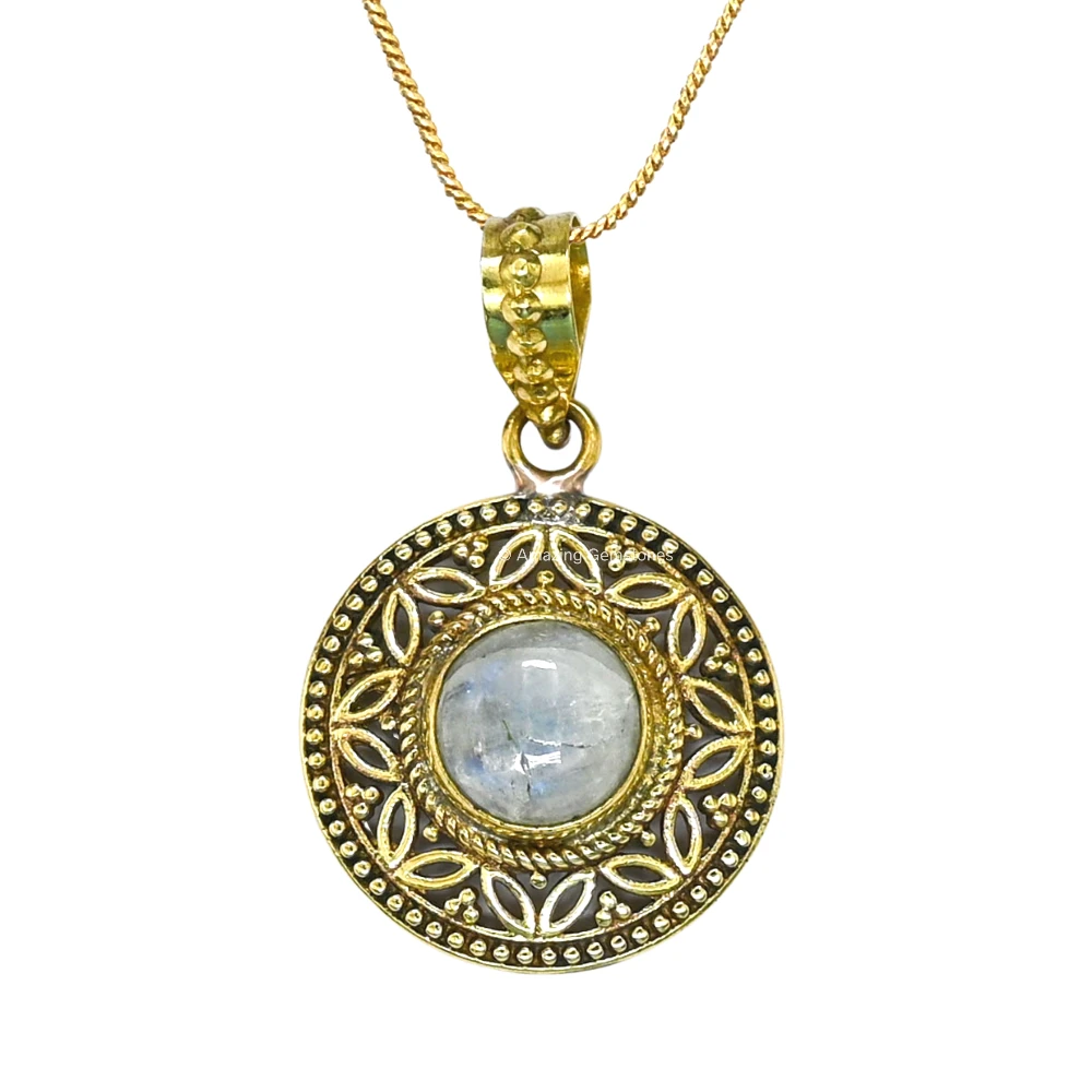 Rainbow Moonstone Bead Necklace Premium