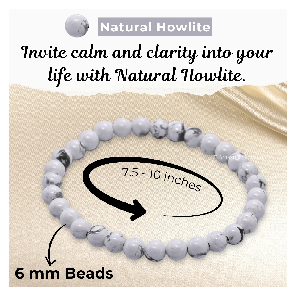 Howlite Healing Crystal Bracelets - 6mm Beads