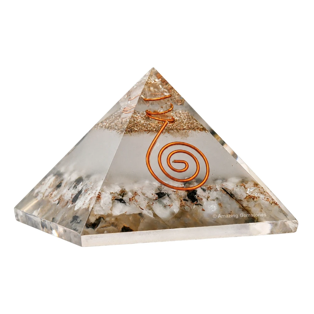 Rainbow Moonstone Orgone Pyramid - Glow in Dark