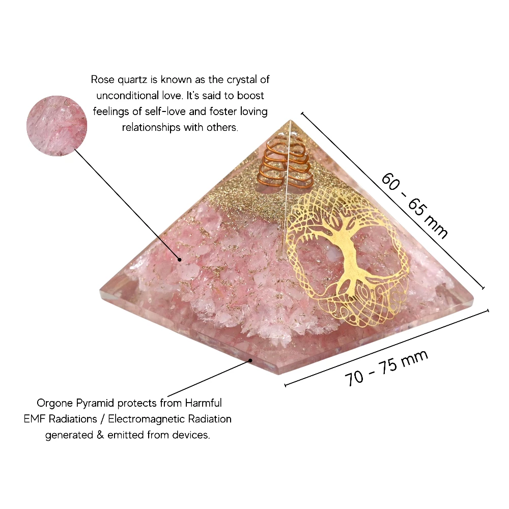 Rose Quartz Orgone Pyramid - Big Tree of Life