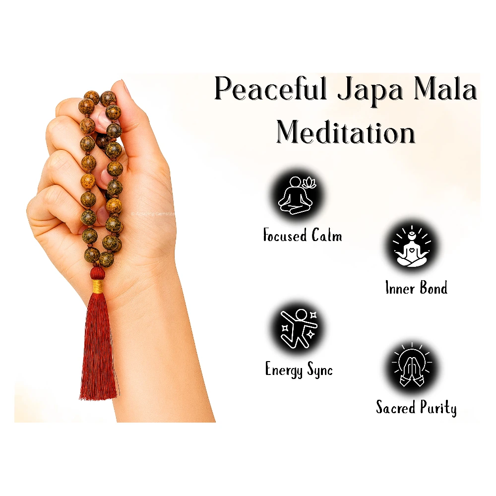 Leopard Jasper Mala (Hand Knotted)