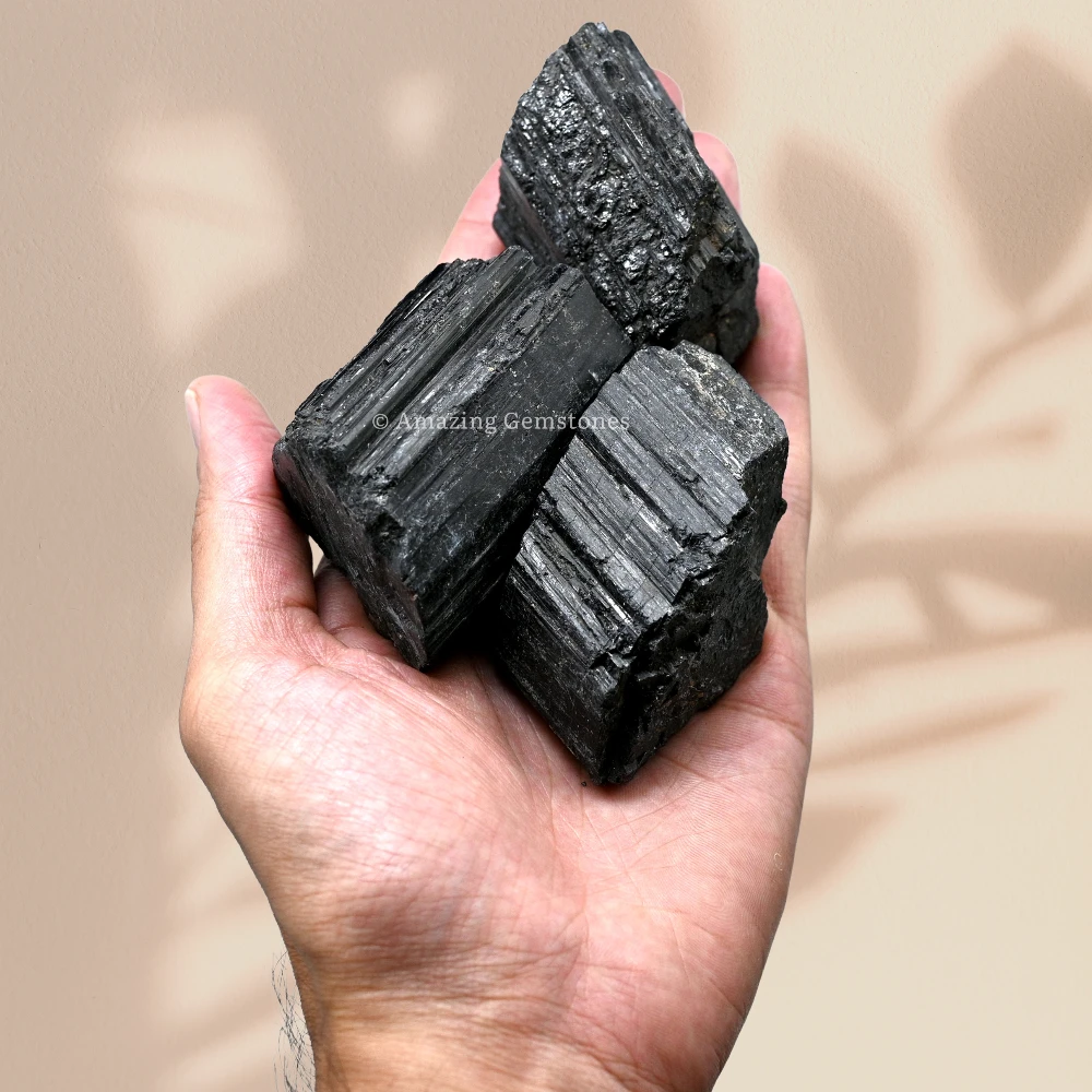 Black Tourmaline Rough Raw Crystal (Half LB Medium)