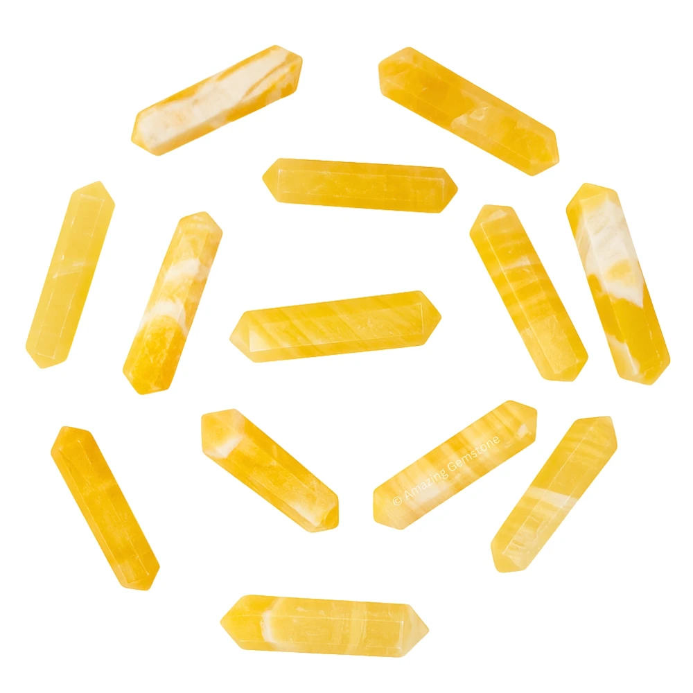 Yellow Calcite Pencil Points (Double Terminated) (Set of 3)