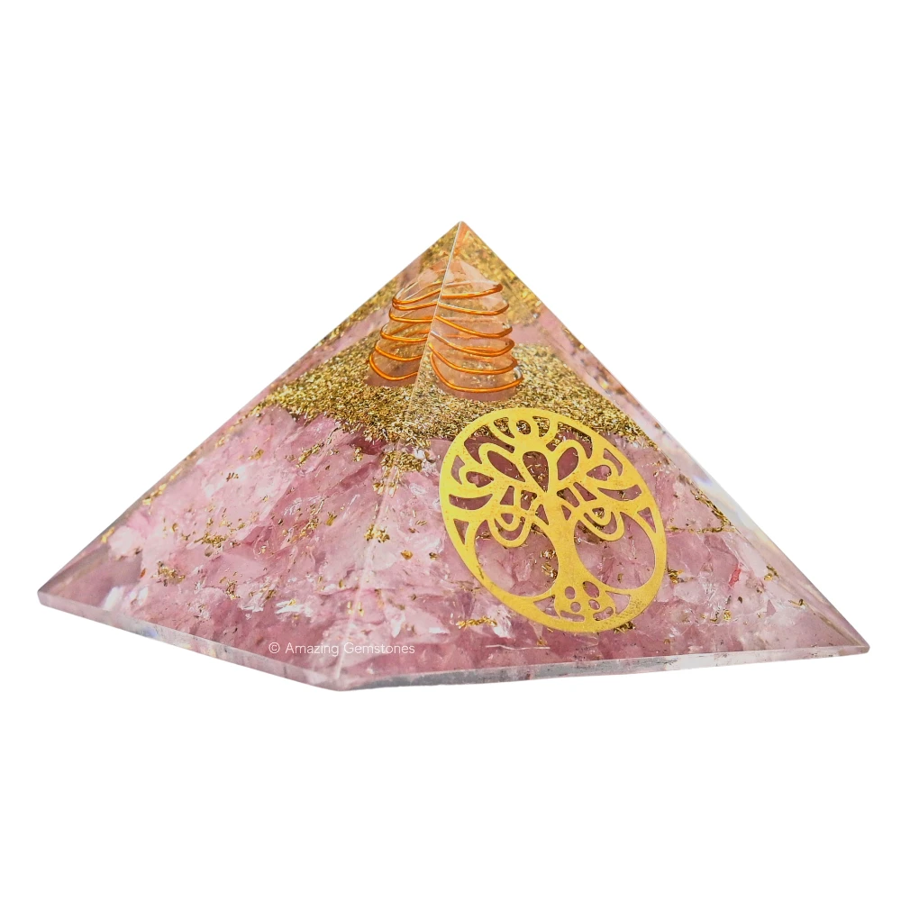 Rose Quartz Orgone Pyramid - Vintage Tree of Life