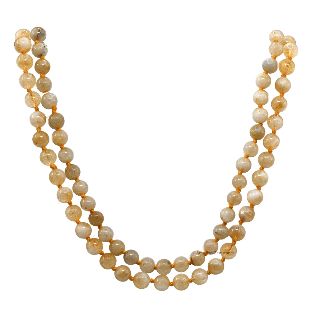 Golden Rutilated Quartz Mala (Hand Knotted)