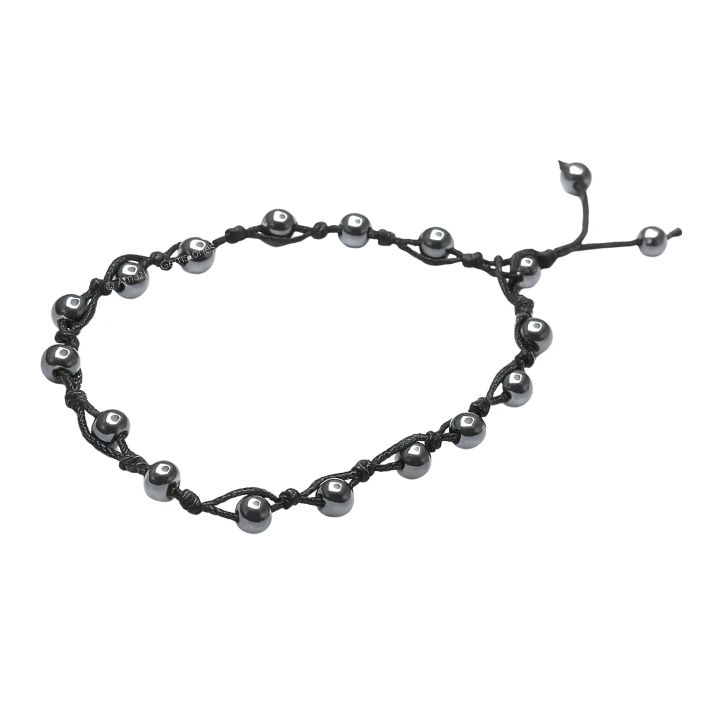 Hematite Anklet (Hand Knotted)