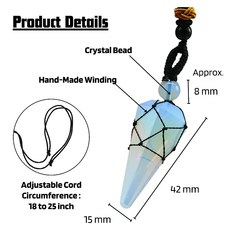 Opalite Pendulum Pendant Necklace (Macrame)