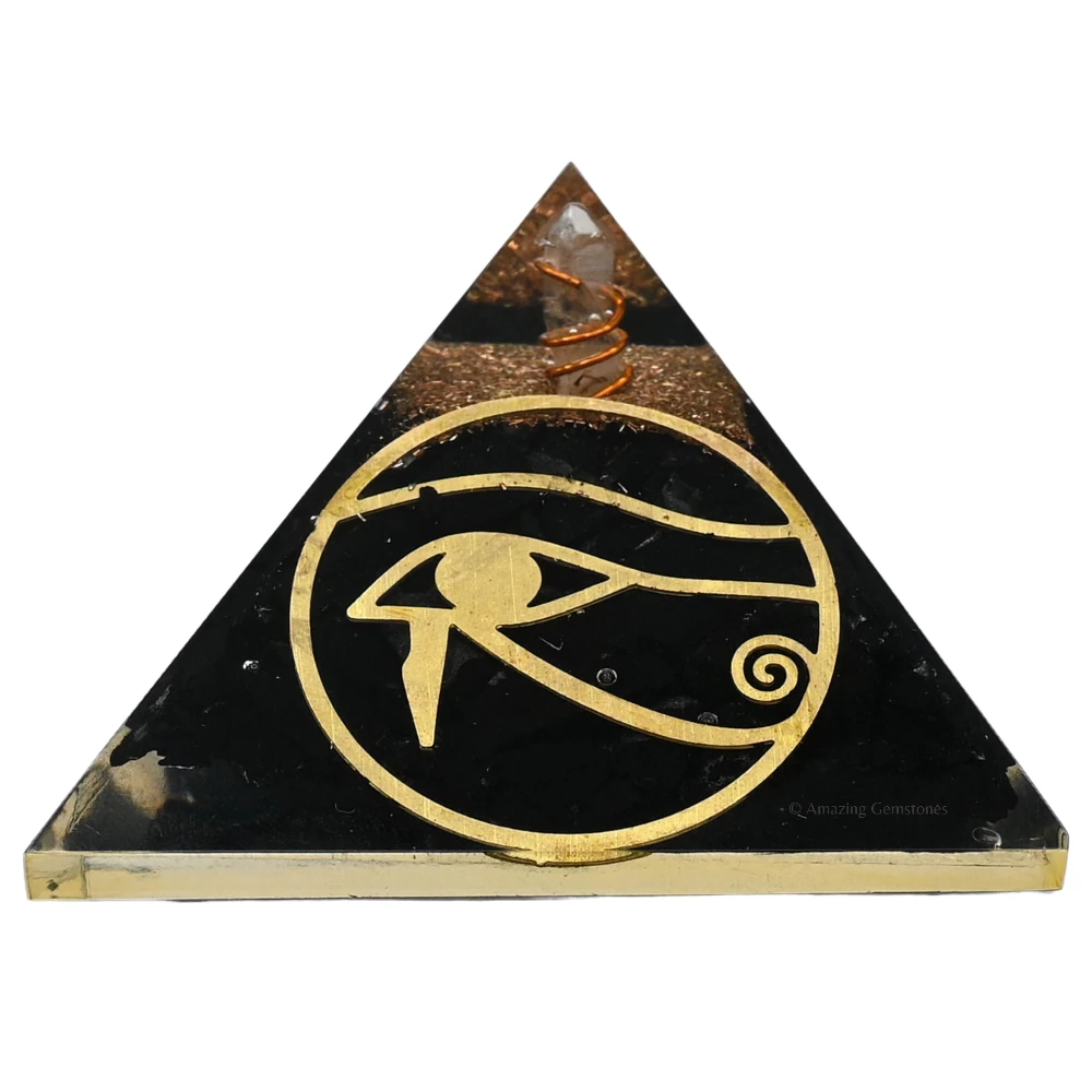 Black Tourmaline Orgone Pyramid - Eye of Horus