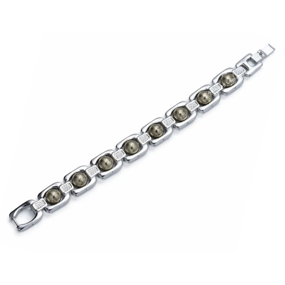 Pyrite Bracelet - Premium Silver Chain