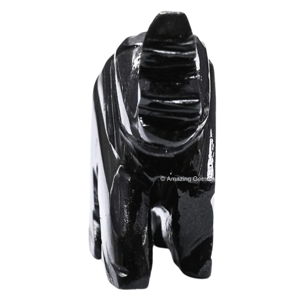 Black Agate Mini Elephant Crystal Figurine