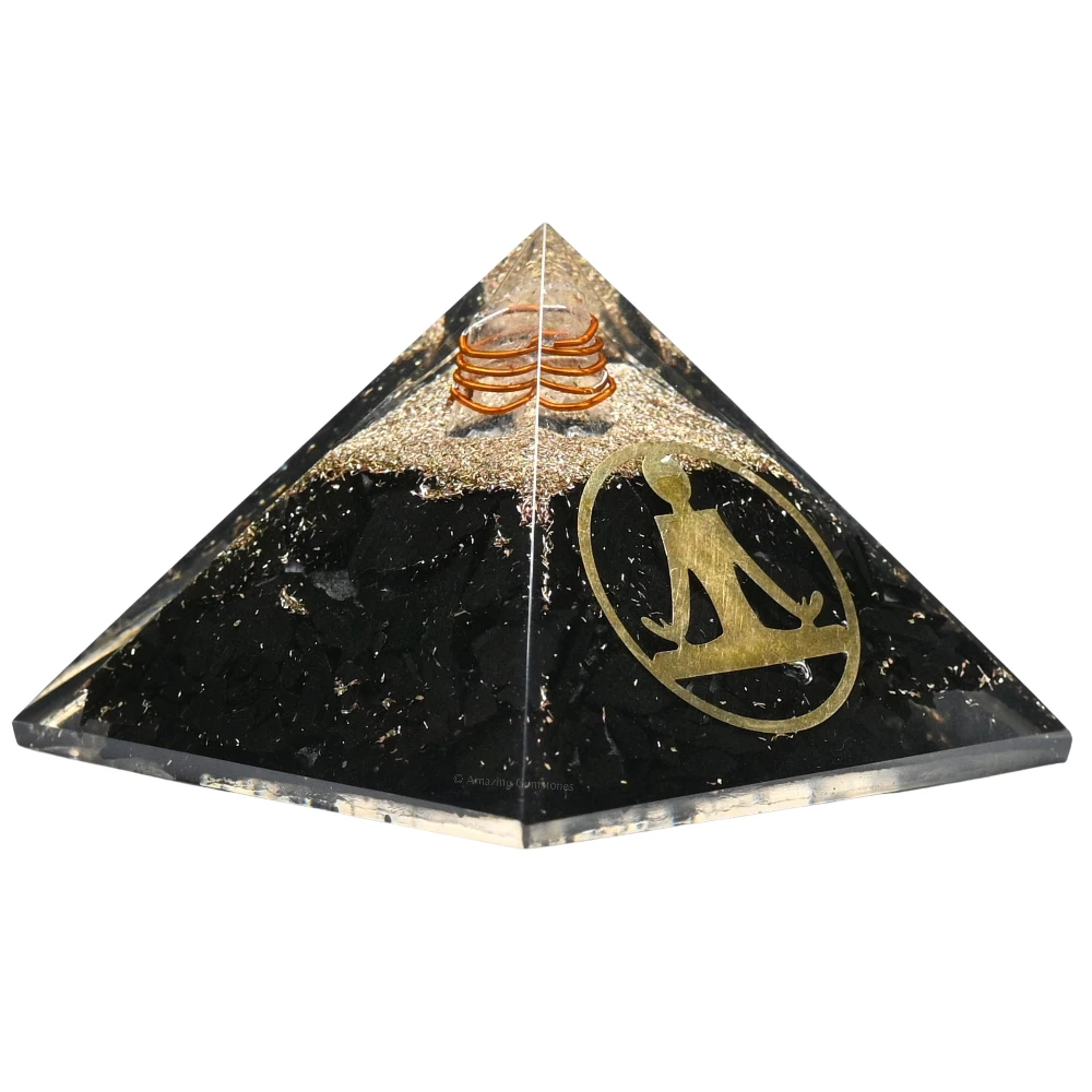 Black Tourmaline Orgone Pyramid - Buddha