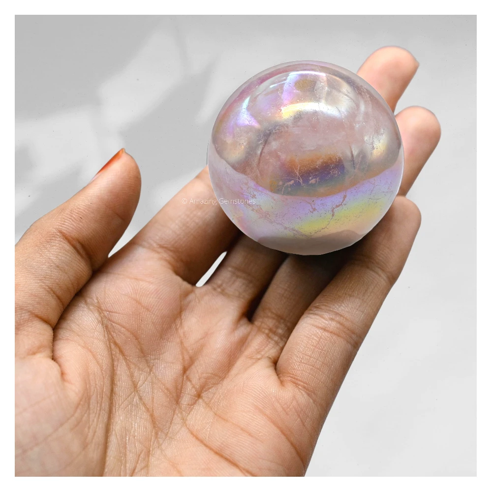 Angel Aura Rose Quartz Sphere (1.5 Inch)