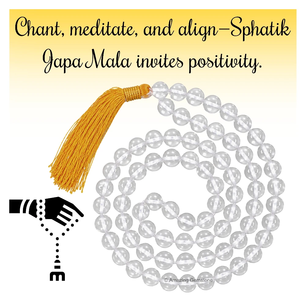 Sphatik Mala - AB Grade 8mm Beads (Without Knot)