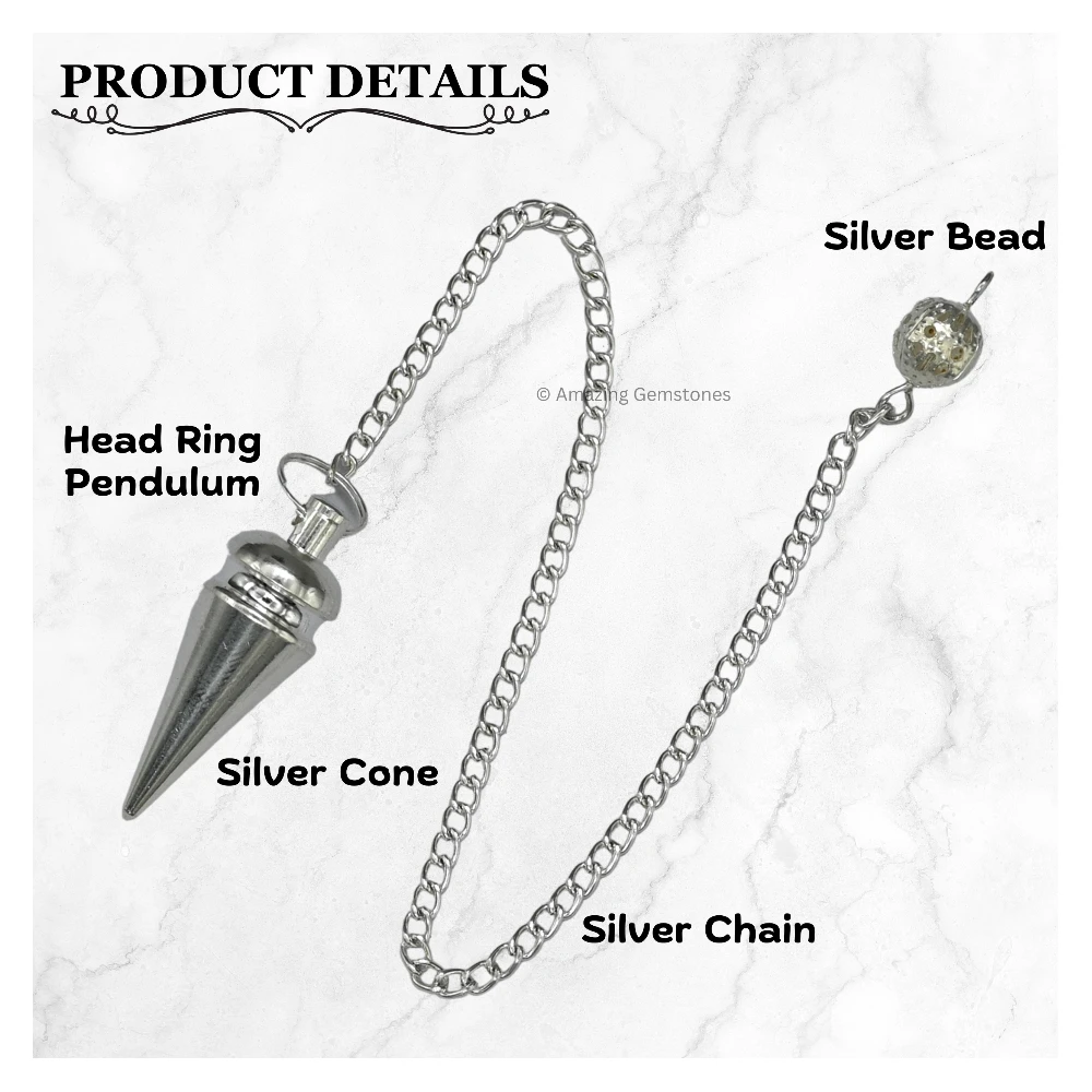 Copper Metal Pendulum - Silver Head Ring Cone (MP52)