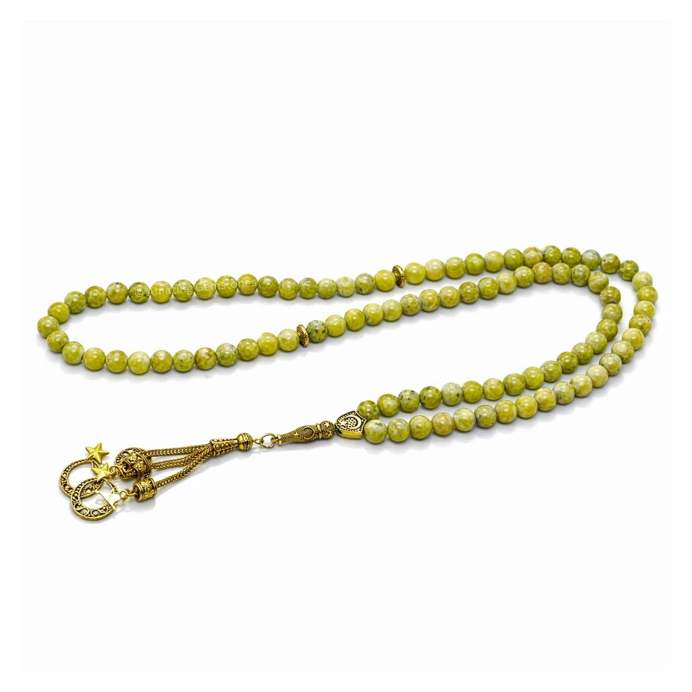 Serpentine Crystal Tasbeeh Sibha Prayer Beads (Gold)